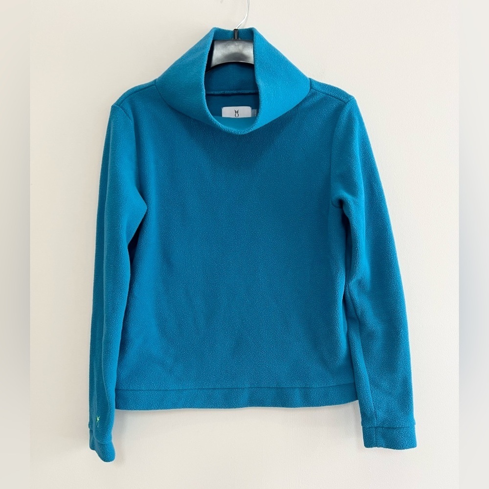 Dudley Stephens Park Slope Vello Fleece Long Sleeve Turtleneck Teal Blue, Small